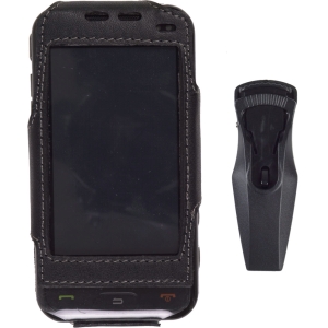 Samsung Compatible Premium Black Leather Case With Ratcheting Clip  313476