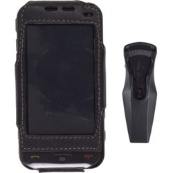 Samsung Compatible Premium Black Leather Case With Ratcheting Clip  313476