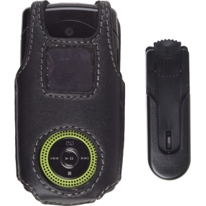 Samsung Compatible Premium Leather Case with Ratcheting Swivel Belt Clip - Black    322484