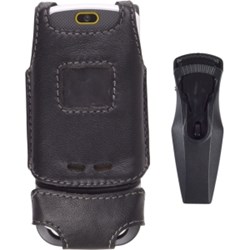 Motorola Compatable Black Premium Leather Case With Ratcheting Swivel Clip   325817