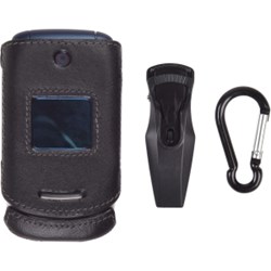 Motorola Compatible Black Premium Leather Clip-on Case  335971