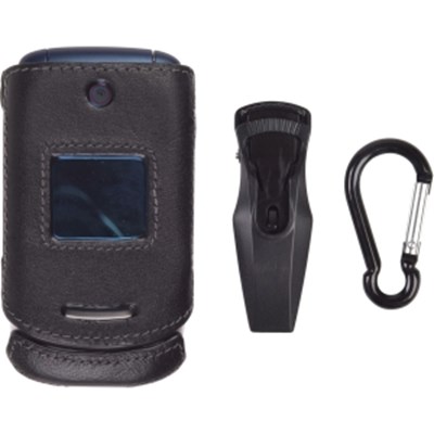 Motorola Compatible Black Premium Leather Clip-on Case  335971