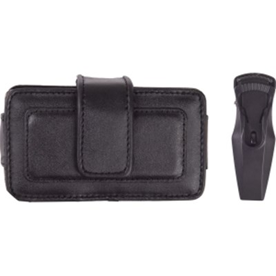 Black Leather Fitted Horizontal Pouch - Small  343272