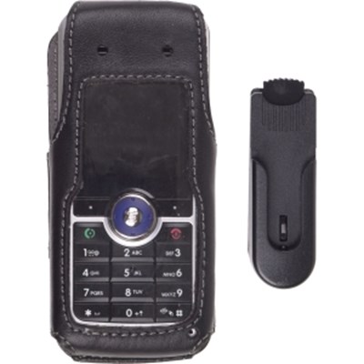 Motorola Compatible Premium Leather Case with Ratcheting Swivel Belt Clip - Black    350386
