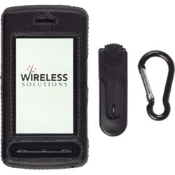 LG Compatible Black Leather Clip-on Case with Ratcheting Swivel Belt Clip  351228-LG