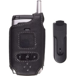 UTStarcom Compatible Premium Leather Case with Ratcheting Swivel Belt Clip - Black    361546