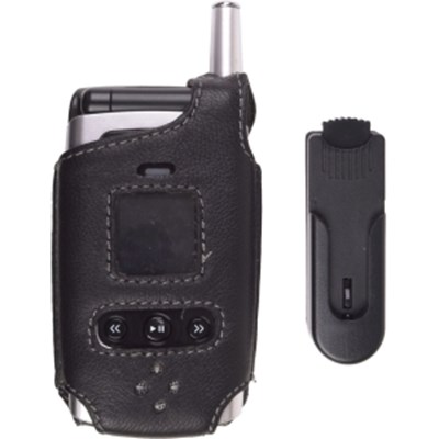 UTStarcom Compatible Premium Leather Case with Ratcheting Swivel Belt Clip - Black    361546