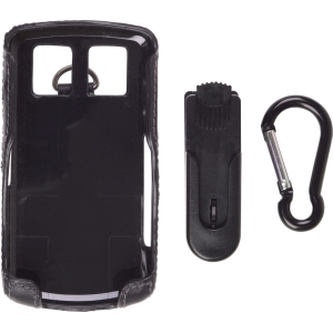 LG Compatible Premium Leather Snap-On Cover with Ratcheting Belt Clip and Carabiner - Black    361802