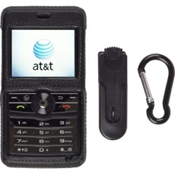 Samsung Compatible Black Leather Clip-on Case with Ratcheting Belt Clip  362064