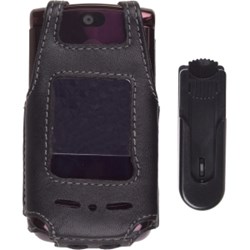 Motorola Compatible Premium Leather Case with Ratcheting Swivel Belt Clip - Black    362130
