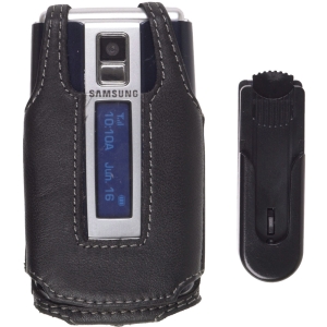 Samsung Compatible Premium Leather Case with Ratcheting Swivel Belt Clip - Black    362267