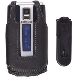 Samsung Compatible Premium Leather Case with Ratcheting Swivel Belt Clip - Black    362267