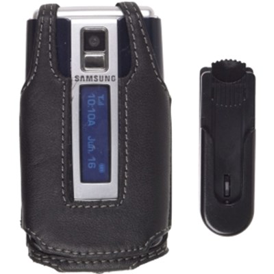 Samsung Compatible Premium Leather Case with Ratcheting Swivel Belt Clip - Black    362267