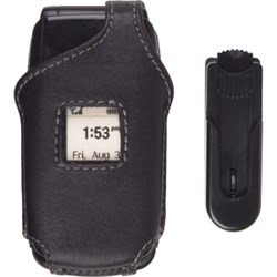 UTStarcom Compatible Premium Leather Case with Ratcheting Swivel Belt Clip - Black    372326