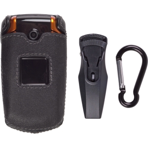 Samsung Compatible Leather Clip-on Case- Black  375521-SA