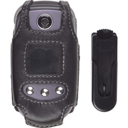 LG Compatible Premium Leather Case with Ratcheting Swivel Belt Clip - Black    382271