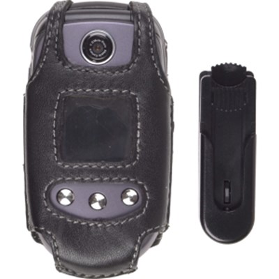 LG Compatible Premium Leather Case with Ratcheting Swivel Belt Clip - Black    382271