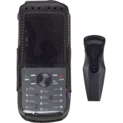 Motorola Compatible Premium Black Leather Case With Ratcheting Clip  384596