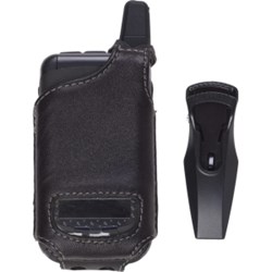 Motorola Compatible Black Leather Case with Swivel Belt Clip   385435-MO