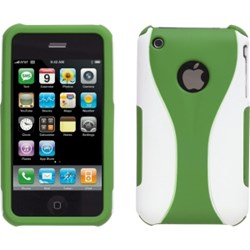 Apple Compatible Rubber Snap Case Green / White  395689