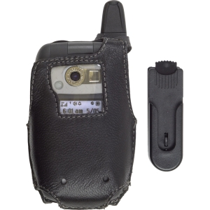 Nextel Compatible Premium Leather Case with Ratcheting Swivel Belt Clip - Black    419927