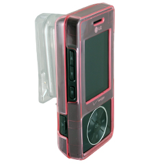 LG Compatible Crystal Case Snap-on Cover with Swivel Belt Clip - Transparent Pink   8500COVTRPK