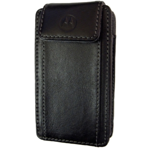Motorola Original Fifth Avenue Leather Case with Swivel Belt Clip - Black with Gray Stitching   ELV33