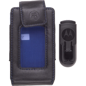 Motorola Original Vertical Leather Pouch with Rotating Belt Clip - Black   ELV37