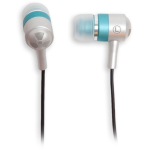 Metal Drumz 3.5 mm Earbuds- Silver and Teal