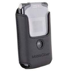 Universal Mobile Glove Executive Medium Horizontal Leather Holster with Stationary Belt Clip - Black   EXECMDBK