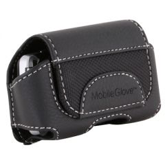 Universal MobileGlove Small Executive Horizontal Leather Case with Stationary Belt Clip - Black   EXECSMBK