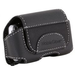 Universal MobileGlove Small Executive Horizontal Leather Case with Stationary Belt Clip - Black   EXECSMBK