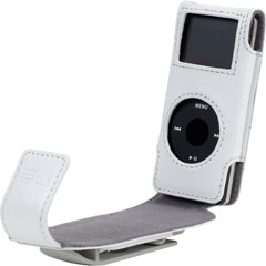 Belkin iPod Nano Compatible Leather Flip Case - White   F8Z059-WHT