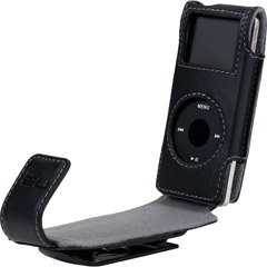 Belkin iPod Nano Compatible Leather Flip Case - Black  F8Z059