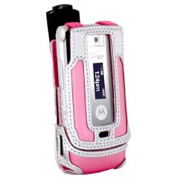 Motorola Compatible MobileGlove Flip Tech Case with Pink and Black Belt Clips - Pink  FLIPW385PK