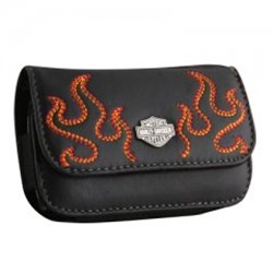 Official Licensed Harley-Davidson Orange Flame Horizontal Pouch  HARFLAME