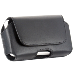 Universal Horizontal Leather Pouch with Swivel Belt Clip - Black    HORPDABK