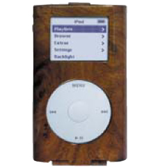 iPod Mini Compatible Aluminim Case - Wood Grain   IMINISHLWD