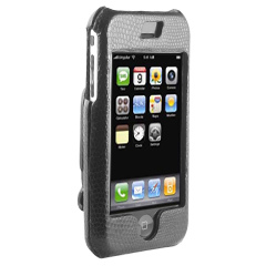 Apple Compatible Leather Snake Skin Snap On Cover with Swivel Belt Clip - Black    IPHONESNAKEBK