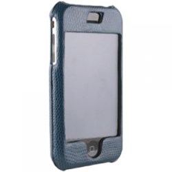 Apple Compatible Leather Snake Skin Snap On Cover with Swivel Belt Clip - Blue    IPHONESNAKEBL