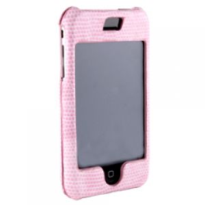 Apple Compatible Leather Snake Skin Snap On Cover with Swivel Belt Clip - Pink    IPHONESNAKEPK