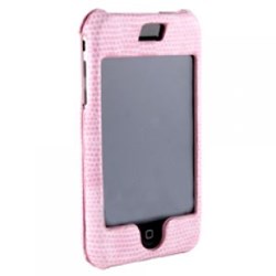 Apple Compatible Leather Snake Skin Snap On Cover with Swivel Belt Clip - Pink    IPHONESNAKEPK