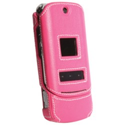 Motorola Compatible Leather Snap-on Cover with Swivel Belt Clip - Pink    KRZRLEATHCOVPK