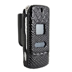 Motorola Compatible Snake Skin Snap On Cover with Ratcheting Swivel Belt Clip - Black    KRZRSNAKEBK