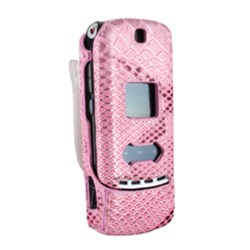 Motorola Compatible Snake Skin Snap On Cover with Ratcheting Swivel Belt Clip - Pink    KRZRSNAKEPK
