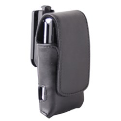 Universal Leather Pouch with Ratcheting Swivel Belt Clip - Black    LC1066PHR
