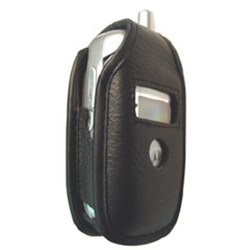 Motorola Compatible Standard Leather Case with Fixed Belt Clip   LCV190PR