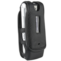 Motorola Compatible Leather Case with Fixed Belt Clip   LCW385PR