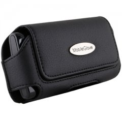 Mobile Glove Luxus Black Leather Horizontal Case with Stationary Belt Clip and Loop  LUHG1BK