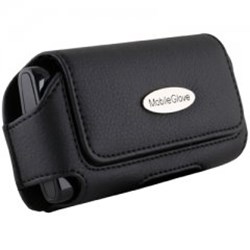 Mobile Glove Luxus Black Leather Horizontal Case with Stationary Belt Clip and Loop  LUHG1BK